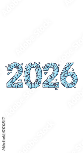 Geometric Blue 2026 Year Design with Triangular Patterns.