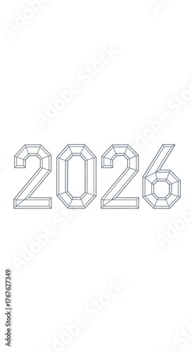 Geometric 2026 Year Design with Faceted Numbers.