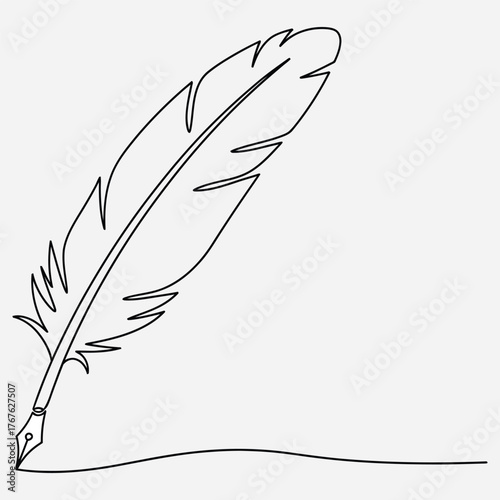 Elegant Quill Pen and Ink Line Art A Symbol of Writing, Creativity, and History