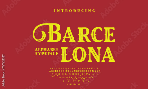 Vintage Victorian typeface decorative Font,font alphabet Vintage barcelona spain