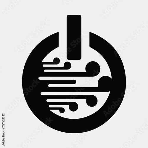 Silhouette air conditioning on button symbol representing cool temperature vector illustration