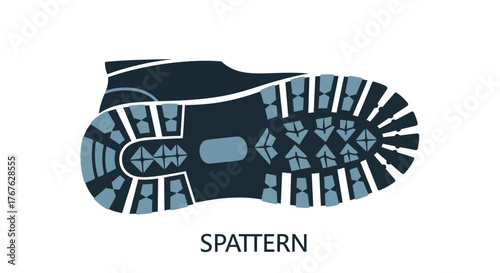 Isometric hiking boot sole tread pattern design in blue