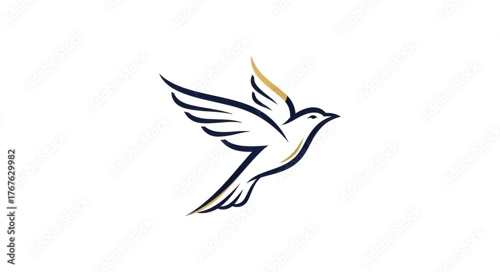 Obraz premium Elegant Stylized Logo of a Soaring Bird for Freedom and Aspiration