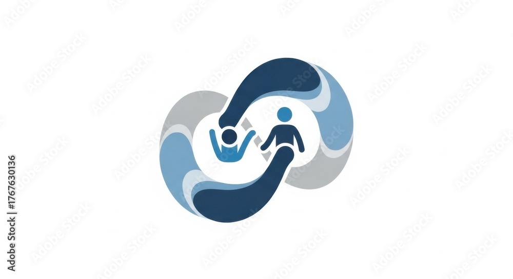 Fototapeta premium Minimalist Dynamic Icon of Intertwined Looping Pathways and Motion