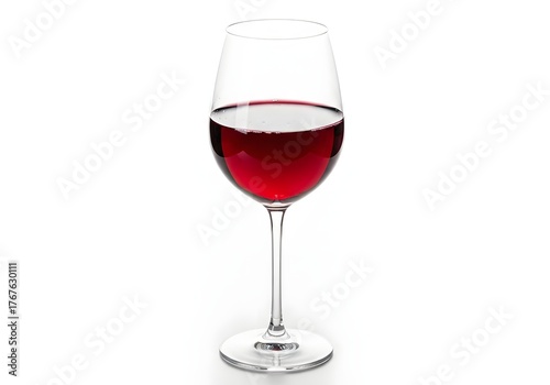Elegant Red Wine Glass Isolated on White Gourmet Drink, Celebration, Alcoholic Beverage.