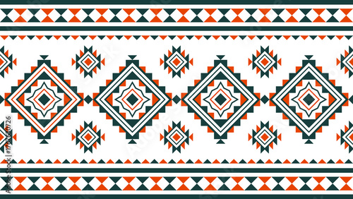Ethnic pattern seamless geometric design. Traditional design for background, carpet, wallpaper, clothes, wrapping cloth, batik. Vector illustration.