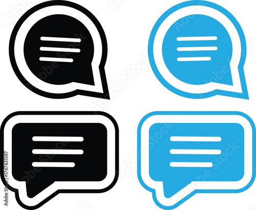 speech bubble with three horizontal lines icon. communication and messaging concepts. horizontal lines representing menu icon symbol
