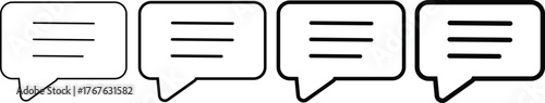 speech bubble with three horizontal lines icon. communication and messaging concepts. horizontal lines representing menu icon symbol
