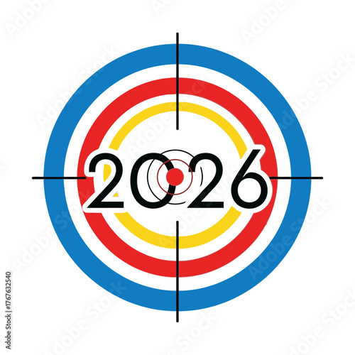 Target with 2026 in the center, representing a goal or objective.
