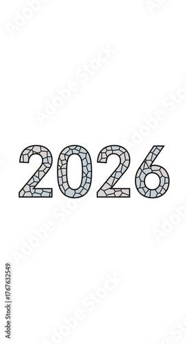 The Year 2026 Displayed with a Mosaic Texture.
