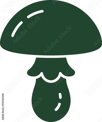 Dark Green Mushroom Symbol Fungi Icon Vector Delicious Nature Forest Foraging Season