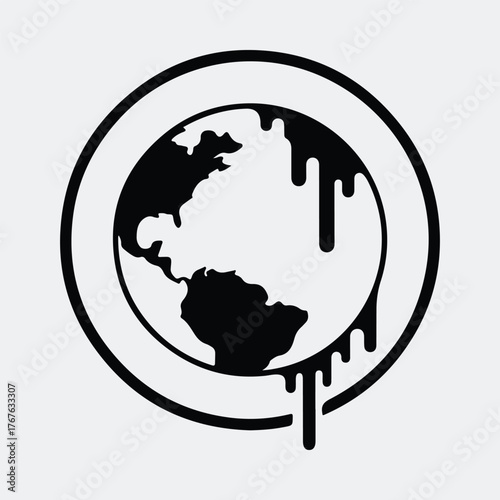 Silhouette melting world globe creative environmental issues concept Vector illustration