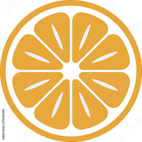 Citrus Slice Round Frame Accent Fruit Icon Vector Element Healthy Ingredient Diet Vitamin