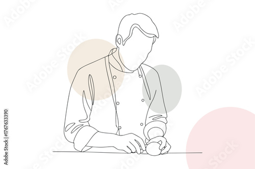 Chef preparing food with abstract circles cooking food preparation