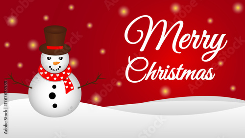 Elegant Merry Christmas Calligraphy with Charming Snowman Illustration