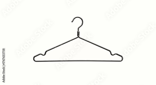 Minimalist metal clothes hanger isolated on white background