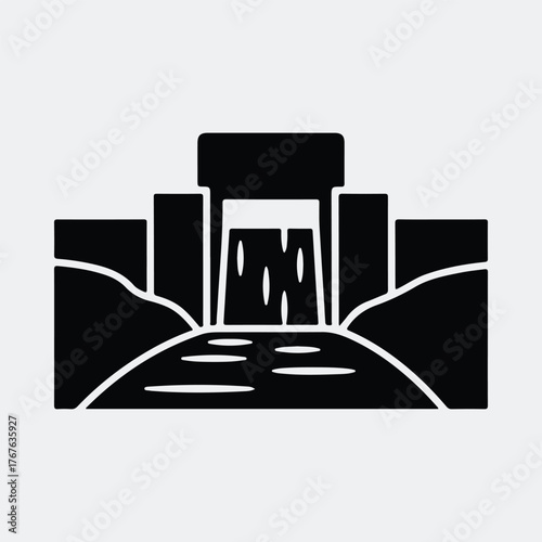 Silhouette Stonehenge landscape ancient monument simple design Vector illustration