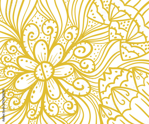 Flowers yellow doodle sketch background illustration