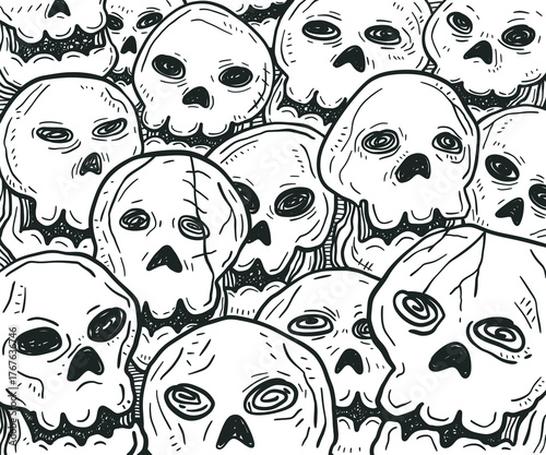 Skulls doodle sketch background illustration