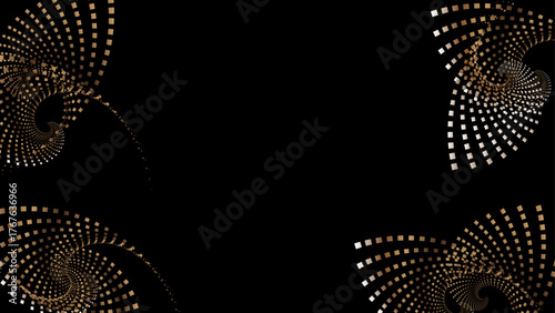 A deep black texture featuring subtle, dynamic dot patterns in the corners.