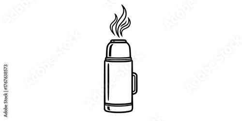 Steaming Thermos Flask Hot Drink Flat Vector Icon
