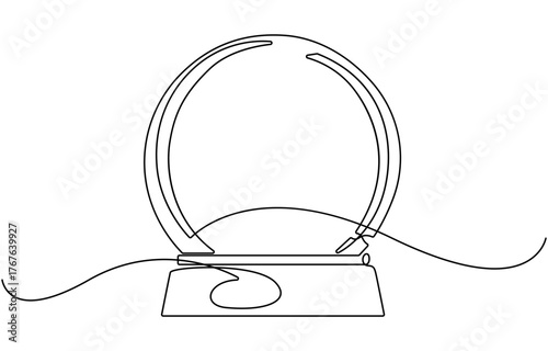 One continuous line drawing of Christmas snow globe.