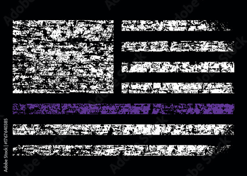 Fibromyalgia Awareness American Flag Design, Purple Ribbon USA Flag Vector for Chronic Pain Awareness and Support.