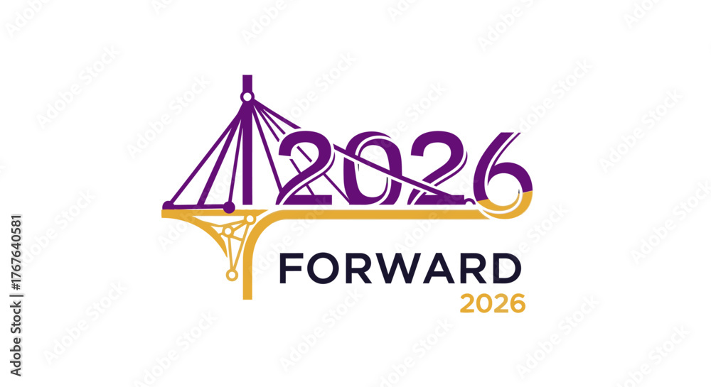 Fototapeta premium Forward 2026 Logo Featuring a Bridge Design.