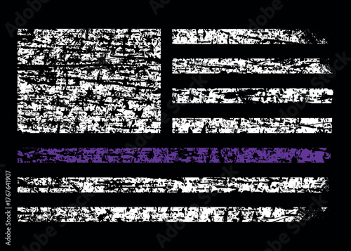 Fibromyalgia Awareness American Flag Design, Purple Ribbon USA Flag Vector for Chronic Pain Awareness and Support.