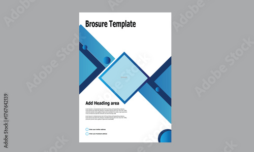 Modern blue geometric brochure template design with space for text and headings