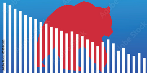 Bear market background. Bearish market banner template. Bear stock market loss vector 