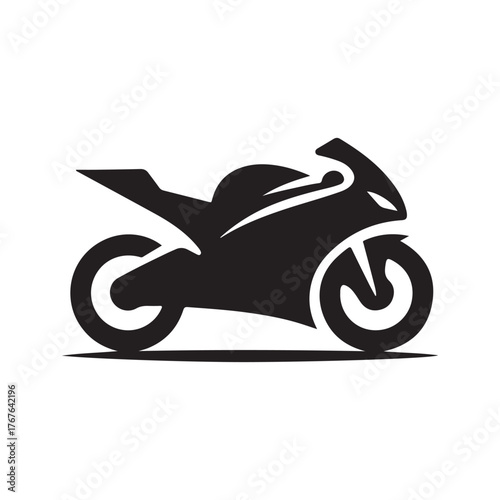 Motorcycle cruising vector silhouette clip art logo design illustration. Vintage biker and road adventure icon collection