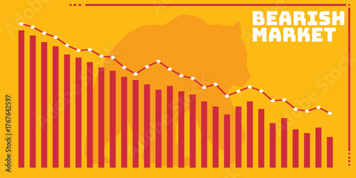 Bear market background. Bearish market banner template. Bear stock market loss vector 