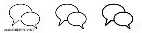 A set of modern outline speech bubbles and chat message icons, symbolizing online communication, social media dialogue, discussion, and interactive conversation elements