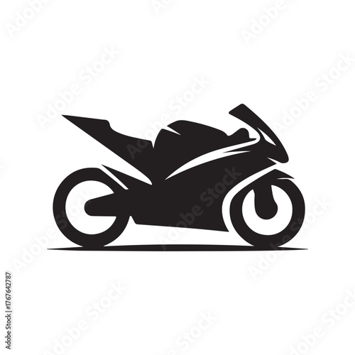 Motorcycle cruising vector silhouette clip art logo design illustration. Vintage biker and road adventure icon collection
