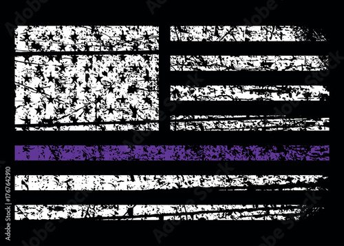 Fibromyalgia Awareness American Flag Design, Purple Ribbon USA Flag Vector for Chronic Pain Awareness and Support.