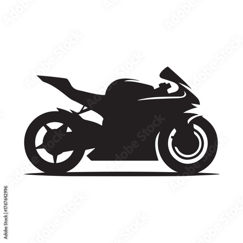 Motorcycle cruising vector silhouette clip art logo design illustration. Vintage biker and road adventure icon collection