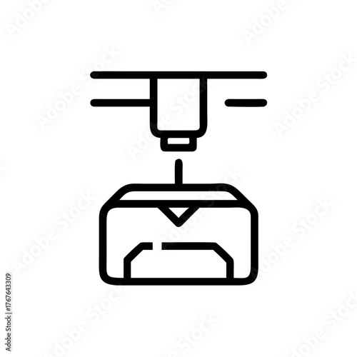 A 3D Printer icon in monochrome outline as a vector illustration