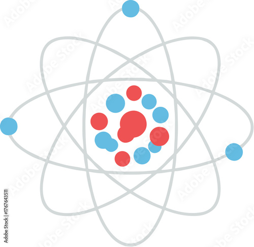 Modern Flat Style Atom Structure Scientific Model Physics Illustration