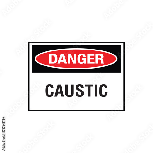 Danger Caustic Sign: Mandatory Warning Banner for General Corrosive Chemical Hazard Warning