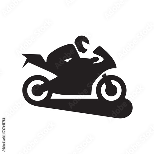 Motorcycle cruising vector silhouette clip art logo design illustration. Vintage biker and road adventure icon collection