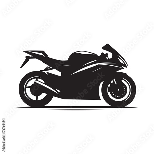 Motorcycle cruising vector silhouette clip art logo design illustration. Vintage biker and road adventure icon collection