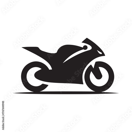Motorcycle cruising vector silhouette clip art logo design illustration. Vintage biker and road adventure icon collection
