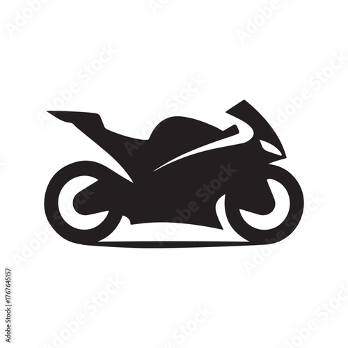 Motorcycle cruising vector silhouette clip art logo design illustration. Vintage biker and road adventure icon collection