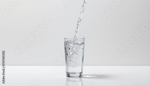 Wallpaper Mural Crystal Clear Water Poured into Glass with Bubbly Texture Torontodigital.ca