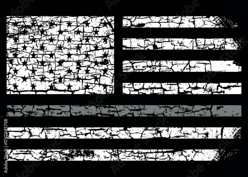 American Distressed Flag With Thin Gray Line Vector Symbol of Correctional Officers, Prison Guards, Probation and Parole Officers, Bailiffs, and Jailers