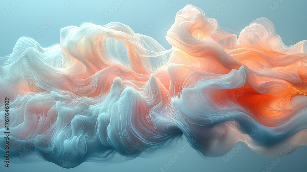 Fototapeta premium Dynamic fluid motion abstract art digital render vibrant colors ethereal environment artistic perspective
