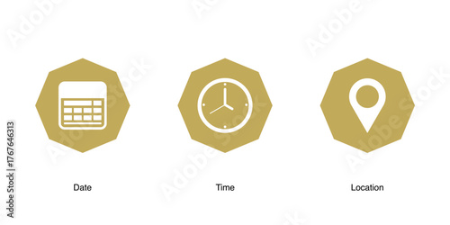 Event Information Icons Date Time Location Vector