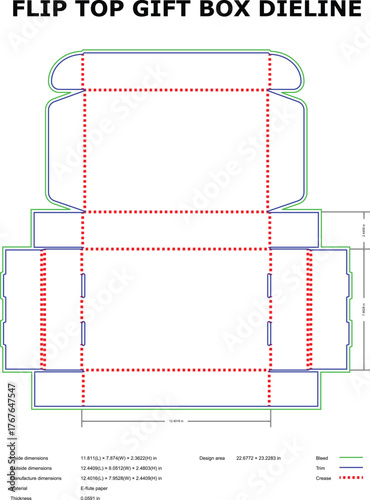 Flip Top Gift Box Dieline Template