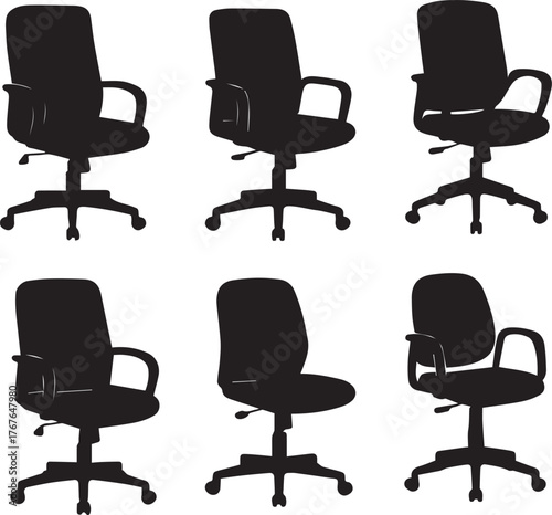 office chairs silhouette set, vector furniture illustration. set of office chairs vector